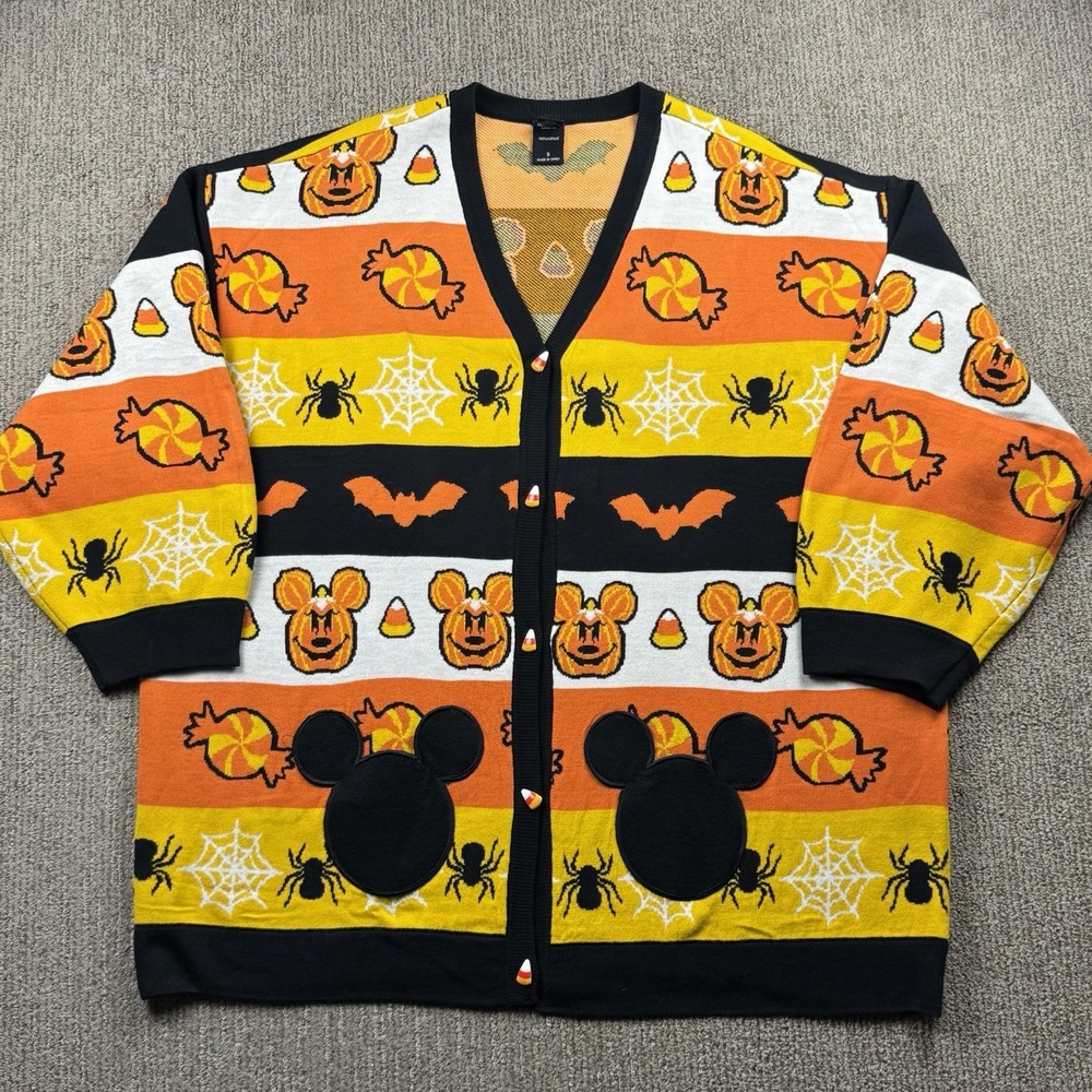 Her Universe Disney Womens 5X Halloween Icons Stripe Cardigan Sweater Mickey